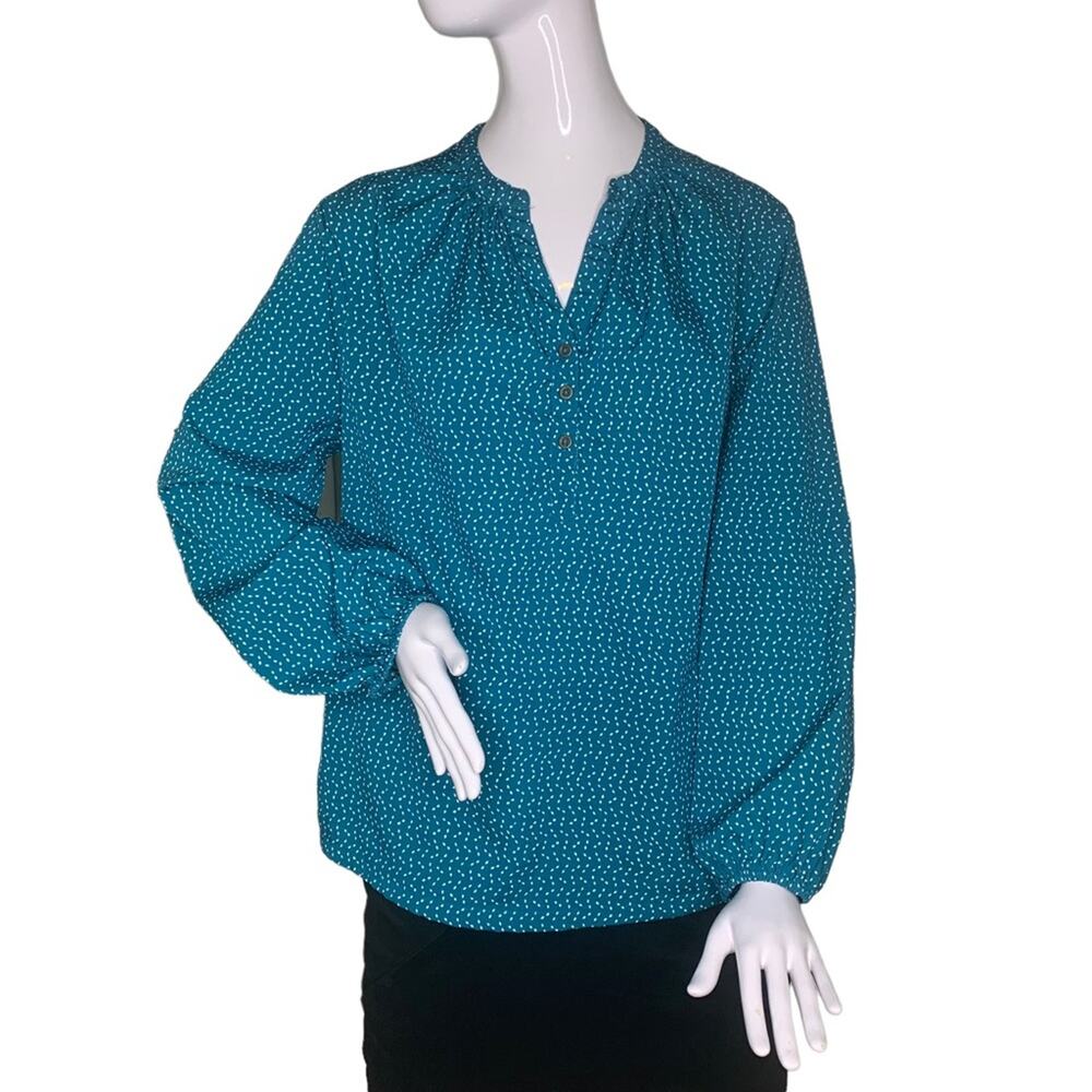CW Classics Blouse Long Sleeve Green / White Speckles Size M